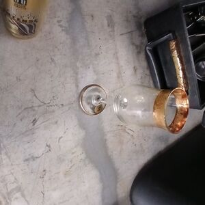 1970s Vtg Lavorazione A Mano Gold Trimmed Madeira Wine Glass